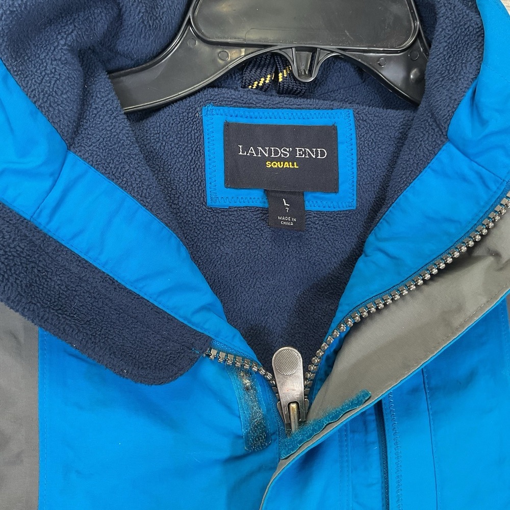 Lands' End Insulated Squall Hooded Winter Coat Jacket Kids Large Blue Gray - Picture 4 of 7